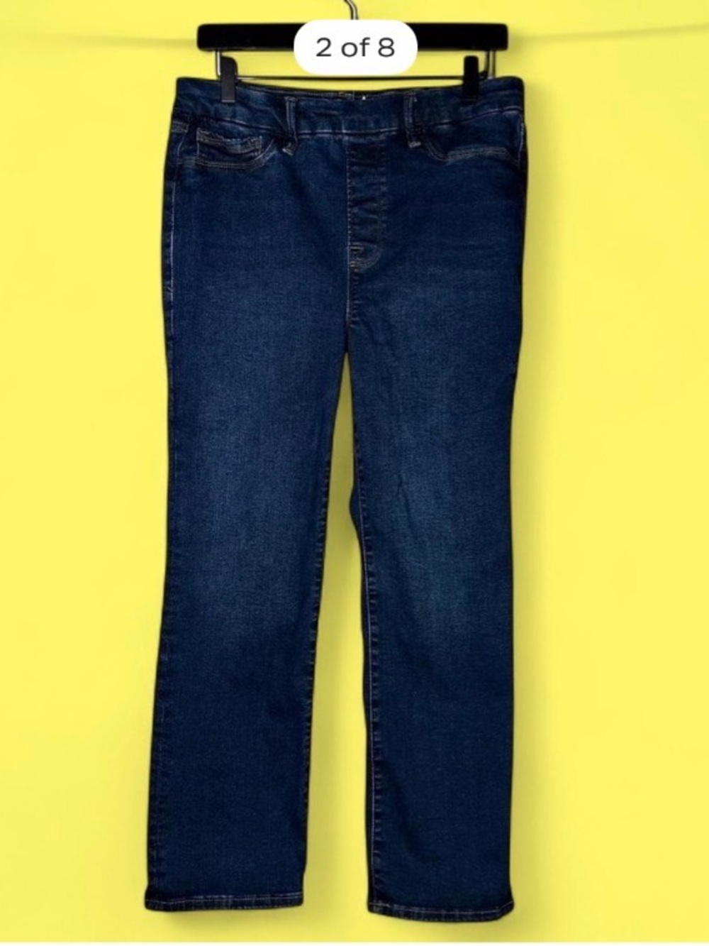 Good American Indigo Pull-On Straight Jeans (very clean; worn only once)